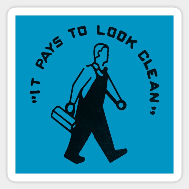 "It Pays To Look Clean" black Sticker by vokoban